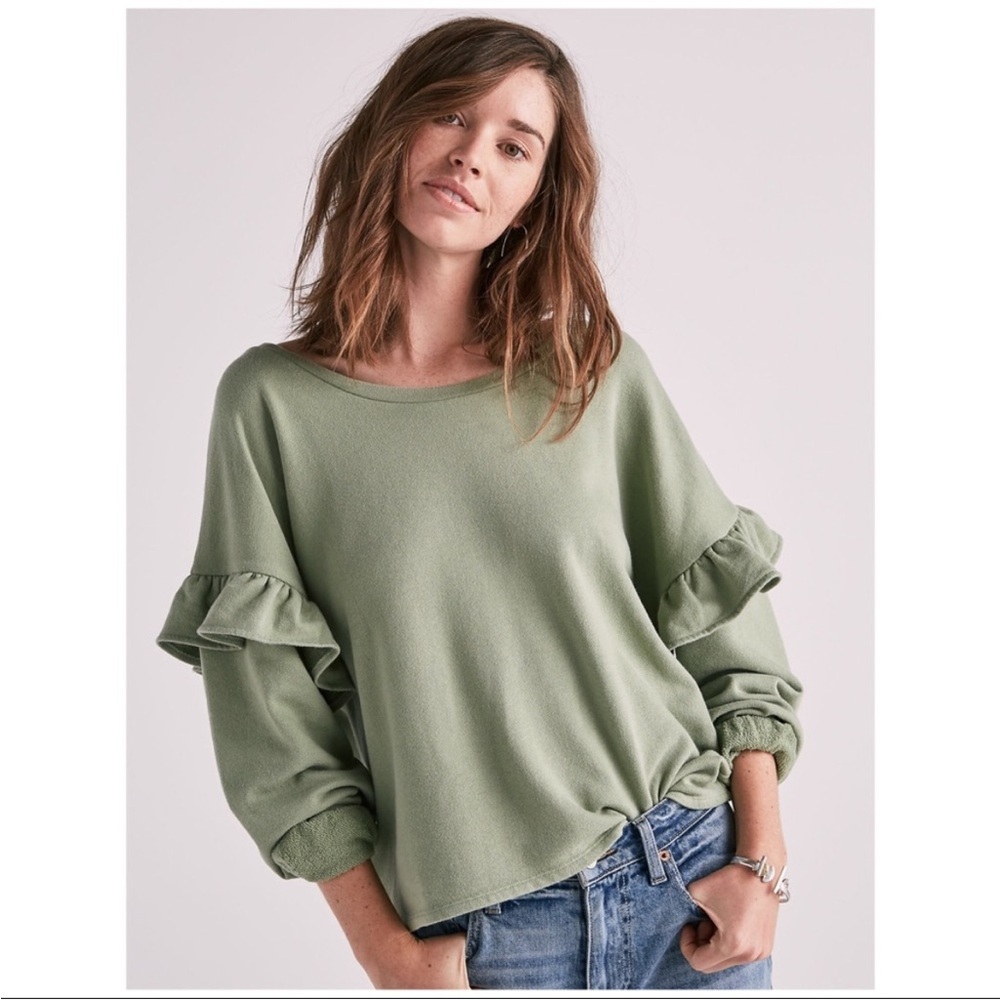Lucky Brand Ruffle Sleeve Pullover Sweater